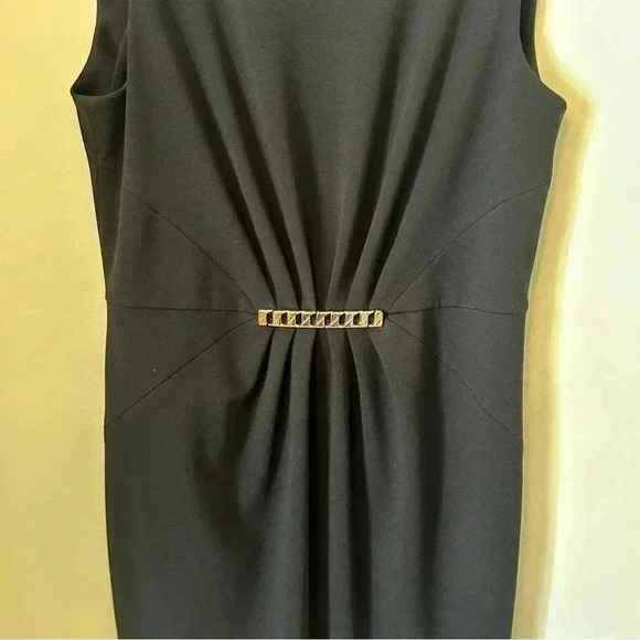 Calvin Klein Black Sheath Dress with Gold Broach - Picture 3 of 7